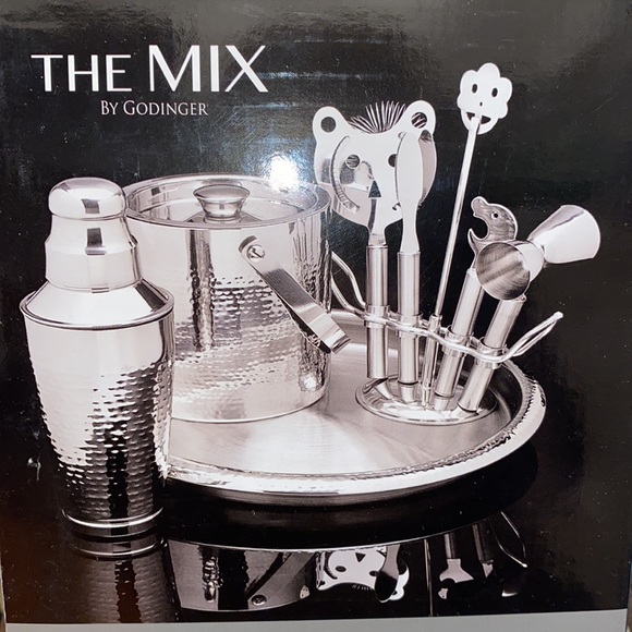 πHPπNIB 9PC Godinger Stainless Steel Ice Bucket Bar Tool Cocktail Shaker Tray - Picture 4 of 7